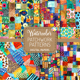 Patchwork Patterns Set 3 - Watercolor Geometric Digital Cl