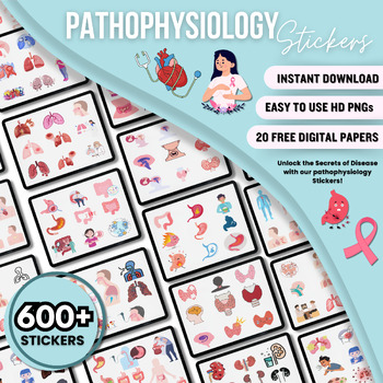 Preview of Pathophysiology Stickers 600+ transparent back Ground | Free Digital Papers