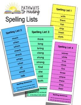 Preview of Pathways to Reading 2nd Grade Spelling Lists