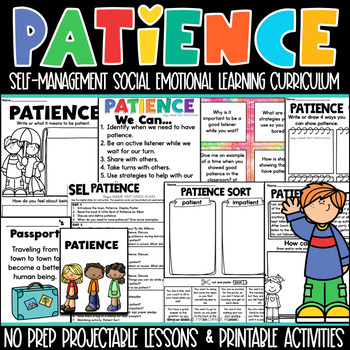 Preview of Patience Social Emotional Learning Self Management SEL K-2 Curriculum