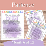 Patient Month 6 of 12 Months of Character Unit Study for K
