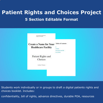 Preview of Patient Rights & Choices Project - Editable 5 Section Booklet