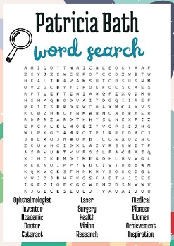 Preview of Patricia Bath No Prep Word search puzzle worksheet activity