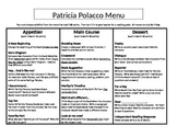 Patricia Polacco Menu- Appetizer, Main Course, and Dessert 2