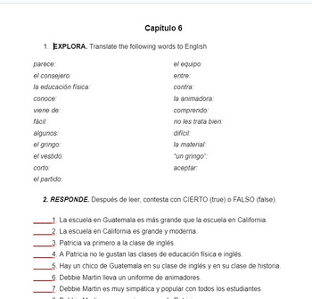Preview of Patricia va a California - Reading guide and workbook.