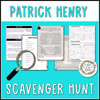 Preview of Patrick Henry Biography Scavenger Hunt - Gallery Walk Activity 