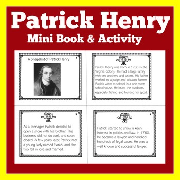 Preview of Patrick Henry | Colonial America | 1st 2nd 3rd Grade | Biography Activity