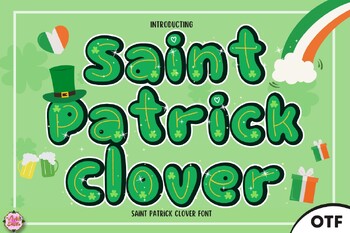 Preview of St. Patrick's Day Clover Bubble font letters for teachers