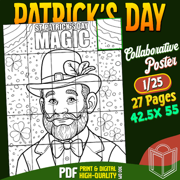 Preview of St. Patrick's Day Collaborative Poster Coloring Craft, Classroom Project