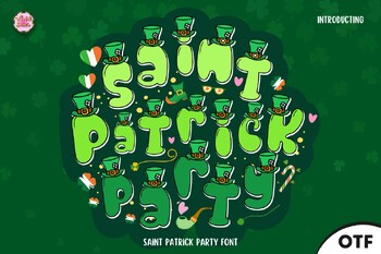 Preview of St. Patrick's Day Party Bubble font letters for teachers