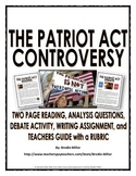 Patriot Act Controversy - Reading, Questions, Debate Activ