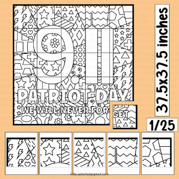 Preview of Patriot Day Bulletin Board Math Craft Coloring Page Collaborative Art Activities
