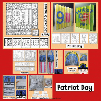 Preview of Patriot Day Craft September 11 Activities Coloring Hat Windsock Writing Board