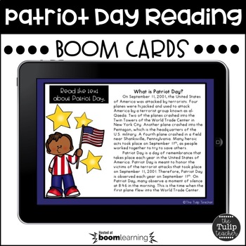 Preview of Patriot Day & September 11th Reading Comprehension Boom Cards™