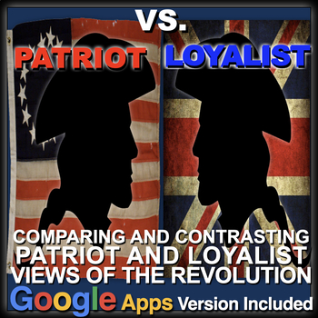 Preview of Patriot vs. Loyalist: Comparing & Contrasting Views + Google Apps Version