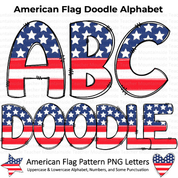Preview of Patriotic 4th of July Doodle Letters | Bulletin Board & Classroom Decor Letters