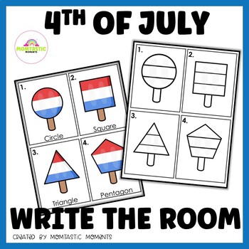 Preview of Patriotic 4th of July Shapes Write the Room Activity for Elementary Math