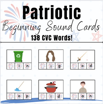 Preview of Patriotic Activities | Themed Task Cards Beginning Sound Phonemic Awareness