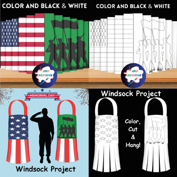 Preview of Patriotic Agamographs | Windsock /Memorial Day Craft Activity Bundle