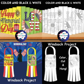 Preview of Patriotic Agamographs | Windsock /Memorial Day Craft Activity Bundle