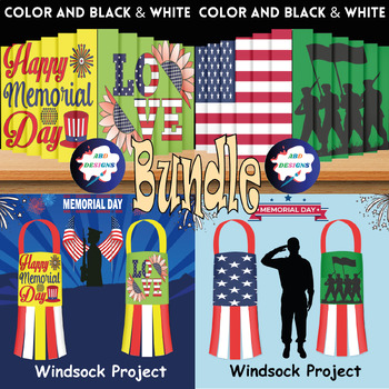 Preview of Patriotic Agamographs | Windsock /Memorial Day Craft Activity Bundle