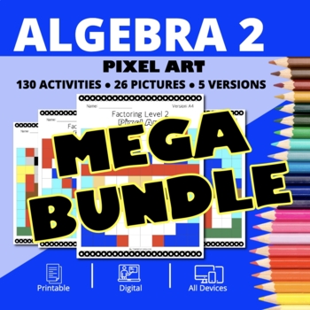 Preview of Patriotic Algebra 2 BUNDLE: Math Pixel Art Activities