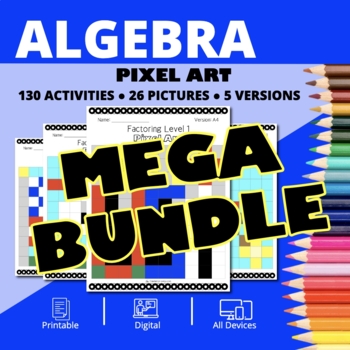 Preview of Patriotic Algebra BUNDLE: Math Pixel Art Activities