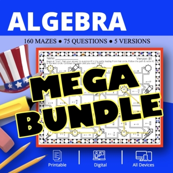 Preview of Patriotic: Algebra BUNDLE Maze Activity