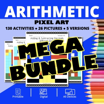 Preview of Patriotic Arithmetic BUNDLE: Math Pixel Art Activities