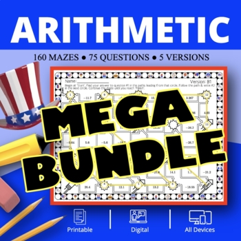 Preview of Patriotic: Arithmetic BUNDLE Maze Activity