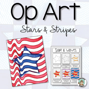 Preview of Patriotic Art Activity • Op Art Stars & Stripes • Elementary Art Lesson