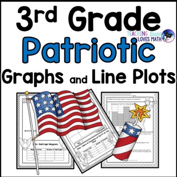 Preview of Patriotic Bar Graphs Picture Graphs and Line Plots 3rd Grade