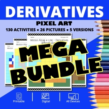 Preview of Patriotic Calculus Derivatives BUNDLE: Math Pixel Art Activities
