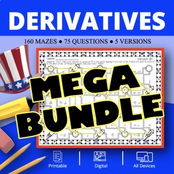 Preview of Patriotic: Calculus Derivatives BUNDLE Maze Activity