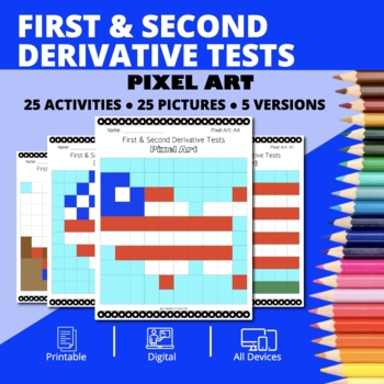 Preview of Patriotic: Calculus First & Second Derivative Tests Pixel Art Activity