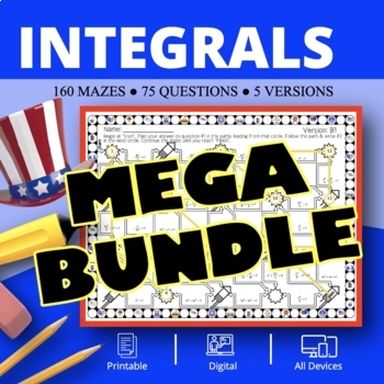 Preview of Patriotic: Calculus Integrals BUNDLE Maze Activity