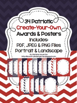 Preview of FREE Patriotic Chevron Create-Your-Own Posters Lists with PDF JPEG and PNG Files