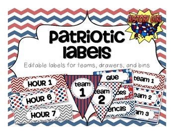 Preview of Patriotic Classroom Labels
