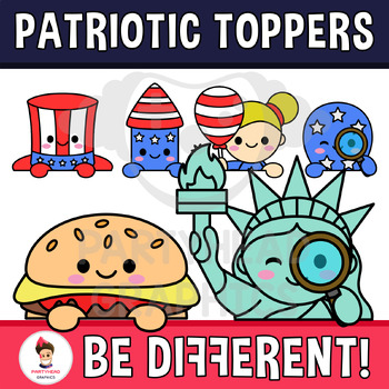 Preview of Patriotic Clipart Toppers Magnifying Glass 4th July President