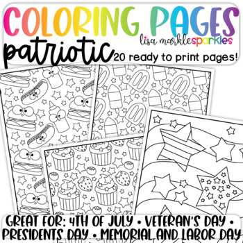 Preview of Patriotic Coloring Pages - 4th of July Veteran's President's Memorial Labor Day