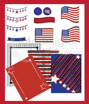 Preview of Patriotic Colors Backgrounds, Borders, Banners and American Flags