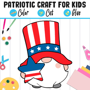 Preview of Patriotic Craft for Kid: Color Cut Glue, a Fun 4th of July Activity for PreK-2nd
