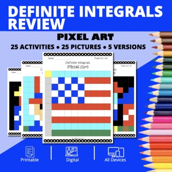 Preview of Patriotic: Definite Integrals REVIEW Pixel Art Activity