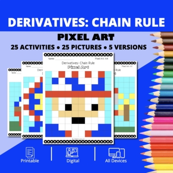 Preview of Patriotic: Derivatives Chain Rule Pixel Art Activity