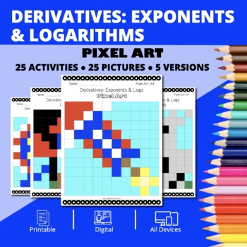 Preview of Patriotic: Derivatives Exponents and Logs Pixel Art Activity