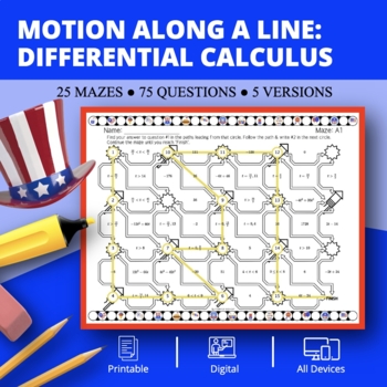 Preview of Patriotic: Derivatives Motion Along a Line Maze Activity