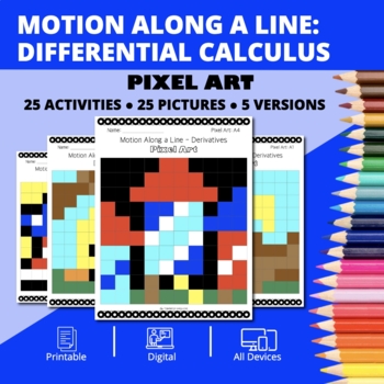 Preview of Patriotic: Derivatives Motion Along a Line Pixel Art Activity