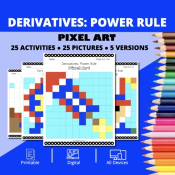 Preview of Patriotic: Derivatives Power Rule Pixel Art Activity