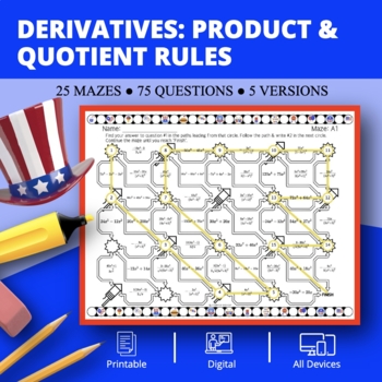 Preview of Patriotic: Derivatives Product & Quotient Rules Maze Activity