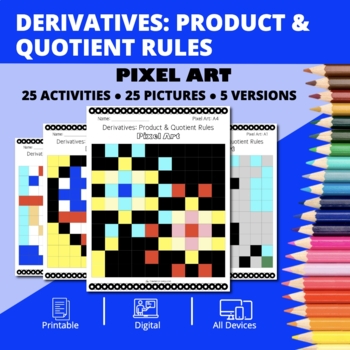 Preview of Patriotic: Derivatives Product & Quotient Rules Pixel Art Activity